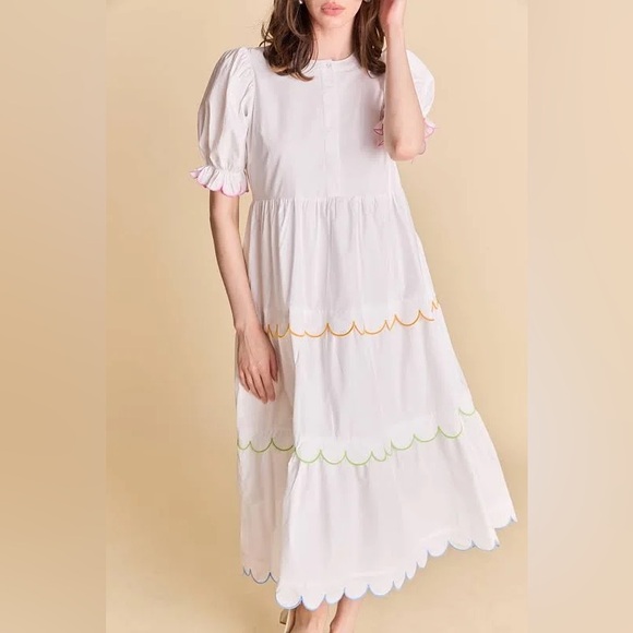 English Factory Scalloped Midi Dress - Picture 2 of 11